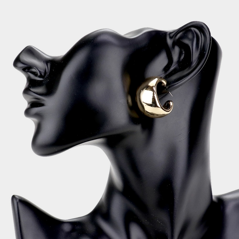 Small Gold Hoop Earrings Bold Casual Simple Thick Chunky Metal Womens Huggie